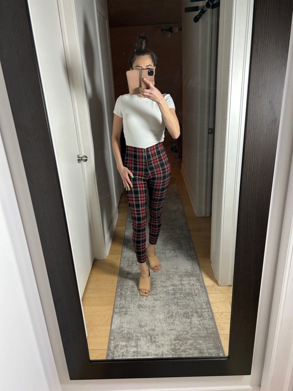 Zara Gingham High Rise Skinny Pants
